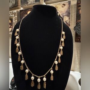 J. Crew Factory Pearl and Chain Tassel‎ Necklace